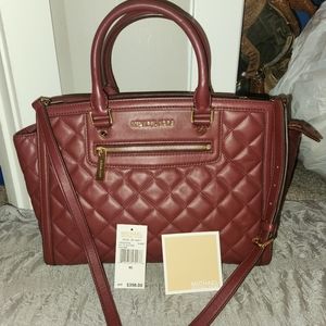 Michael Kors Quilted Selma Bag Satchel in Claret